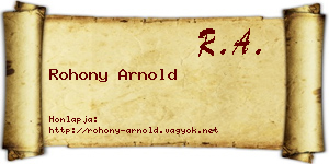 Rohony Arnold névjegykártya